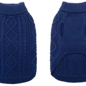 Classic Turtleneck Cable Knit Dog Jumper by BINGPET - Large